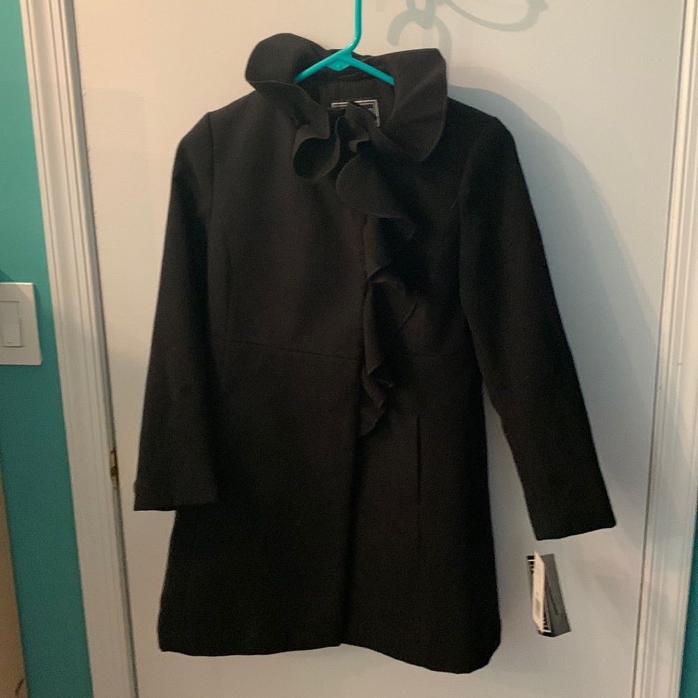 NWT Rothschild Girls Double breasted pea coat with ruffle collar. Size 10